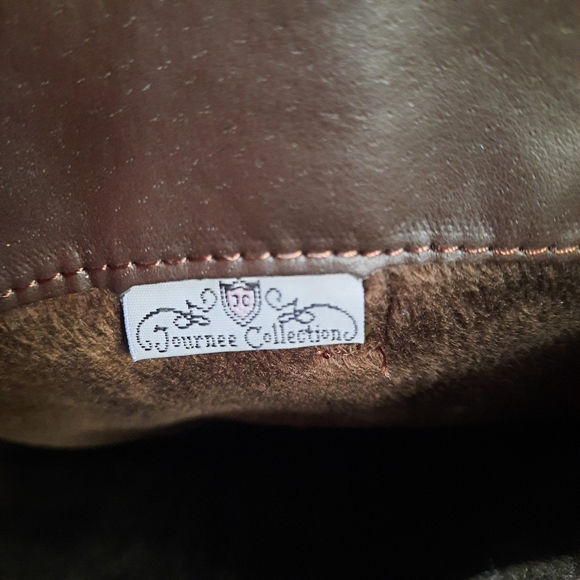 Journee Collection Women's Brown Studded Ankle Strap Tall Riding Boots Size 9 - Picture 9 of 11